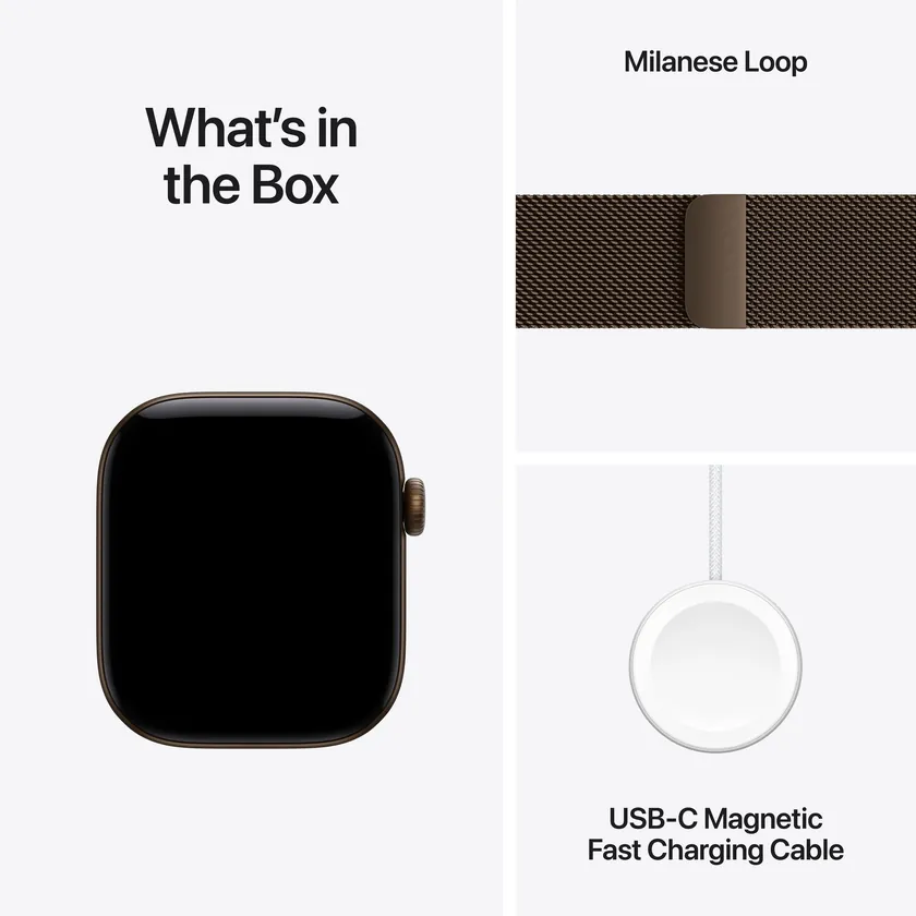 Apple Watch Series 12 GPS 42 mm boîtier aluminium bronze foncé avec Boucle milanaise bronze foncé