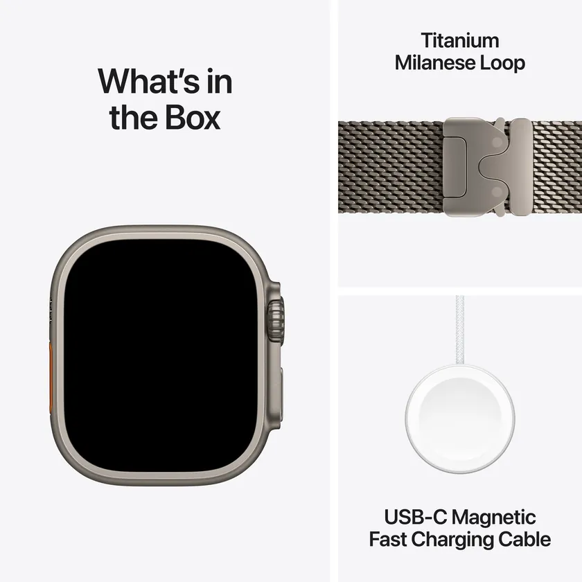 Apple Watch Ultra 4 GPS + Cellular 49 mm Titane naturel avec Boucle milanaise titane naturel — L