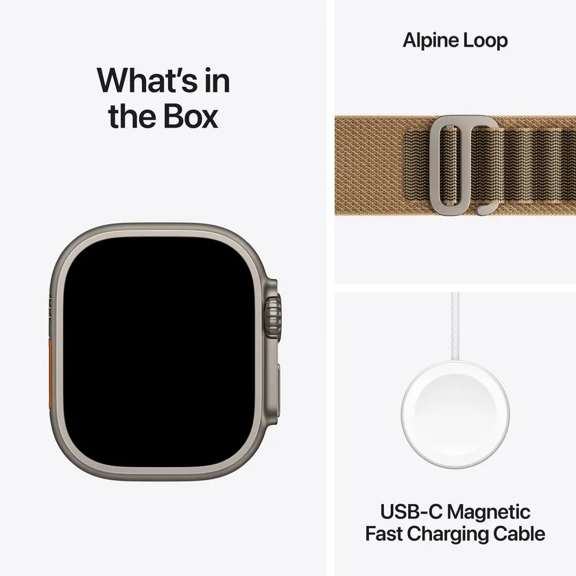 Apple Watch Ultra 4 GPS + Cellular 49 mm Titane naturel avec Boucle Alpine désert — S