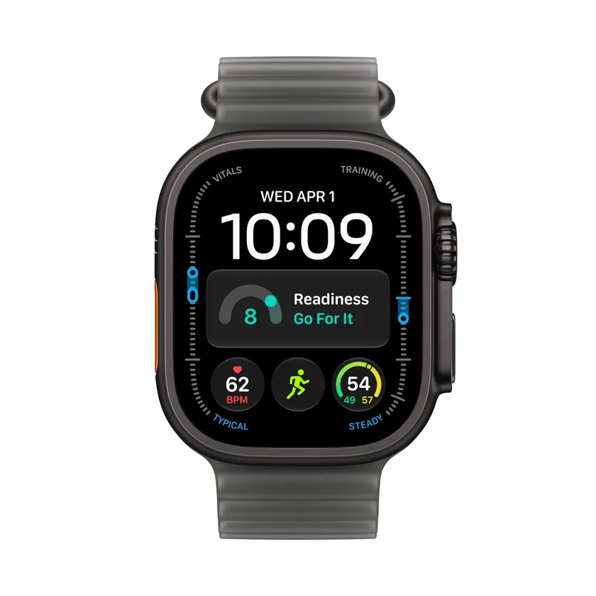 Apple Watch Ultra 4 GPS + Cellular 49 mm Titane noir avec Bracelet Ocean translucide noir