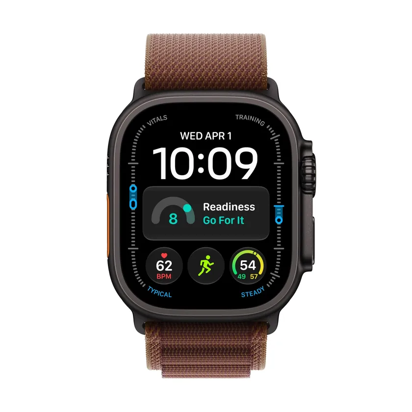 Apple Watch Ultra 4 GPS + Cellular 49 mm Titane noir avec Boucle Alpine bordeaux — L