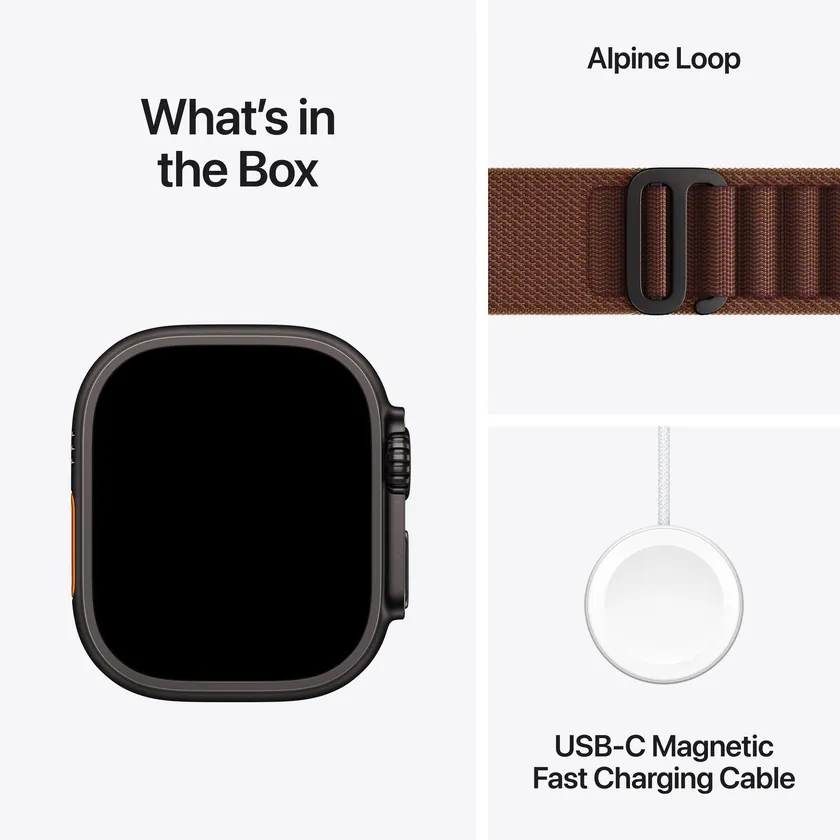 Apple Watch Ultra 4 GPS + Cellular 49 mm Titane noir avec Boucle Alpine bordeaux — L