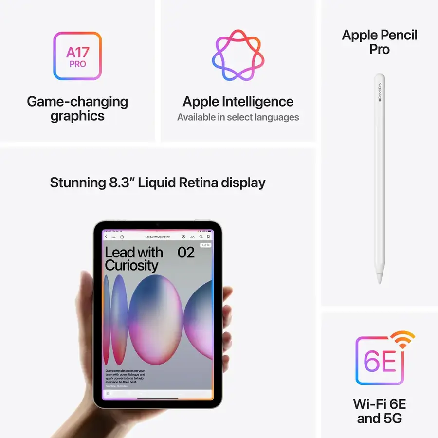 iPad mini (A17 Pro) Wi‑Fi + Cellular 512 Go — Bleu