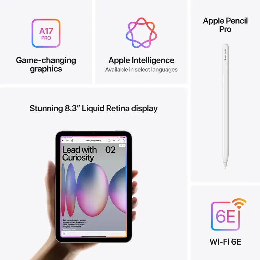 iPad mini (A17 Pro) Wi‑Fi 256 Go — Lumière stellaire